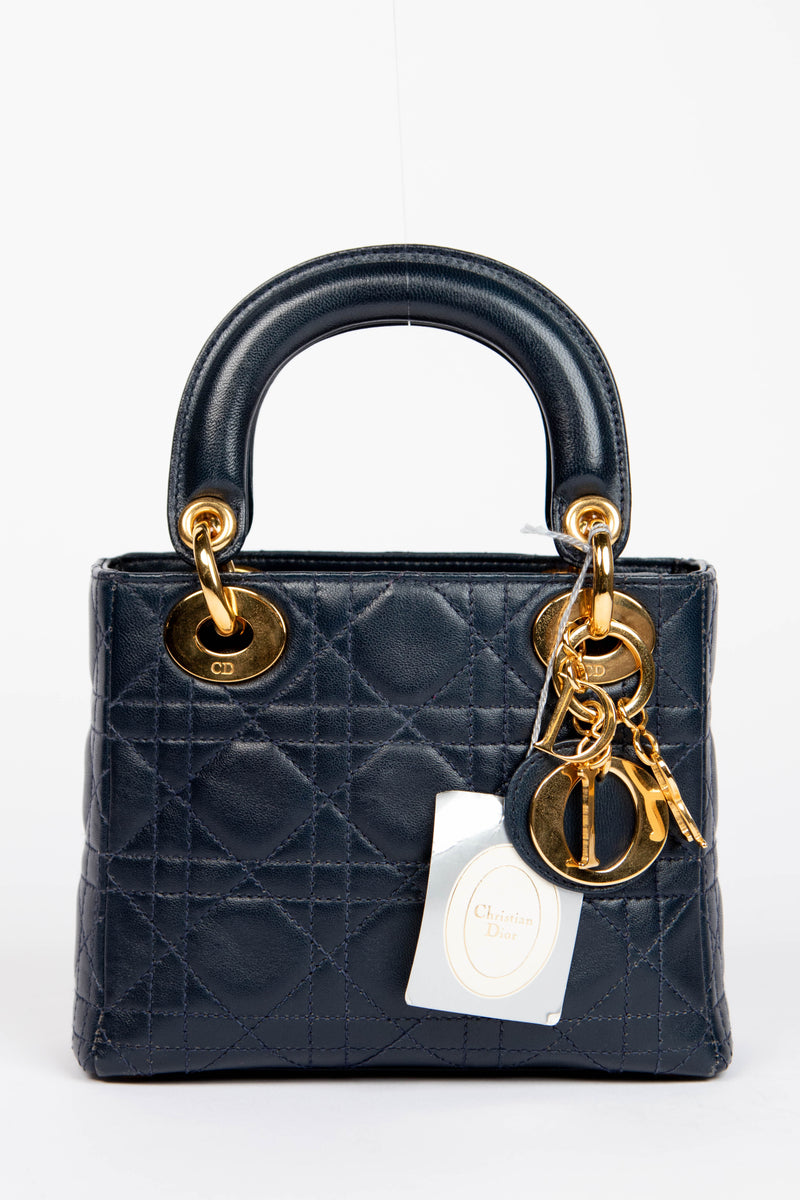 2007 Christian Dior Navy Lambskin Leather Mini Lady Dior – Break