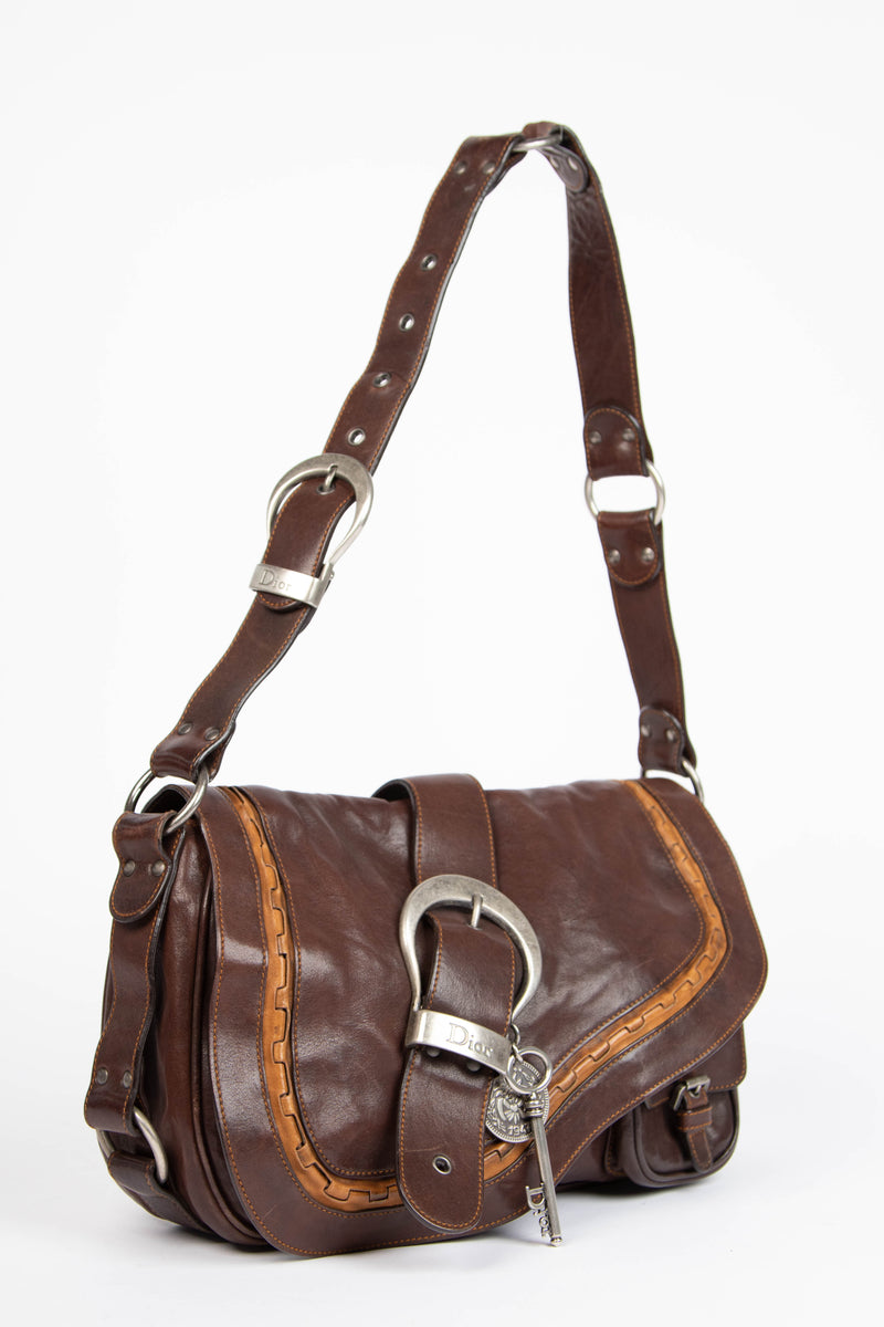 2000s Christian Dior Brown Leather Gaucho Shoulder Bag – Break Archive