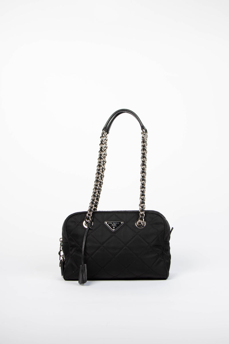 Prada Black Tessuto Nylon Quilted Shoulder Bag – Break Archive