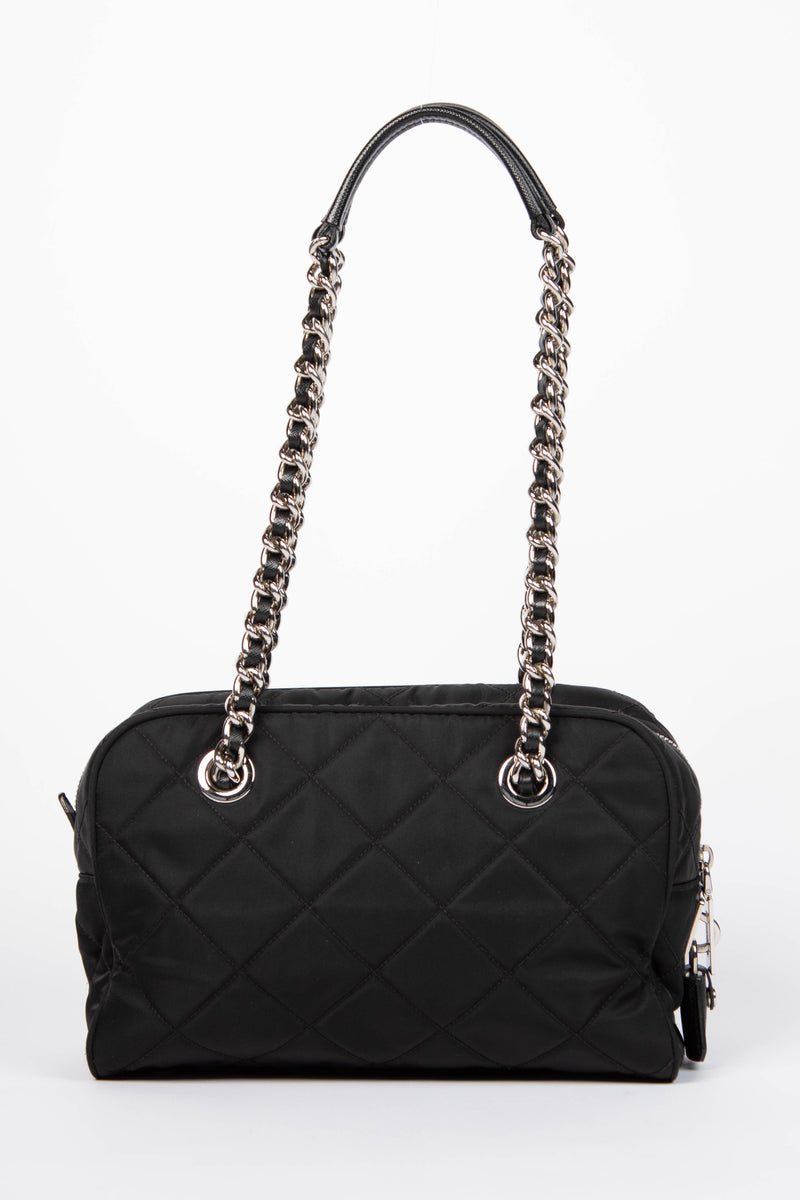 Prada Black Tessuto Nylon Quilted Shoulder Bag – Break Archive