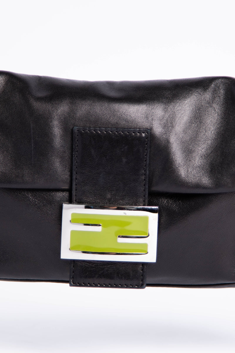 Classic Fendi Baguette shoulder bag Black Leather Nylon ref.122937