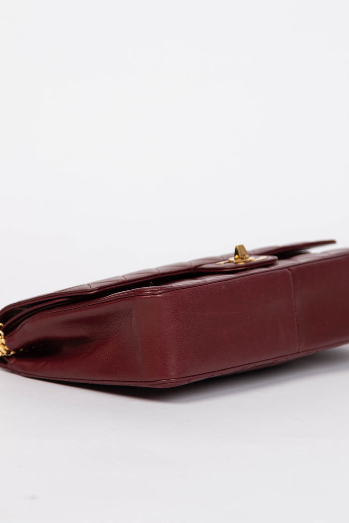 Vintage Chanel Burgundy Lambskin Medium Double Flap Bag with 24k GHW