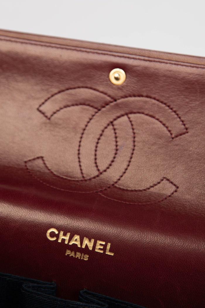 Vintage Chanel Burgundy Lambskin Medium Double Flap Bag with 24k GHW
