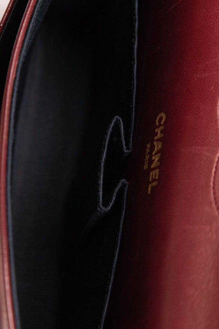 Vintage Chanel Burgundy Lambskin Medium Double Flap Bag with 24k GHW