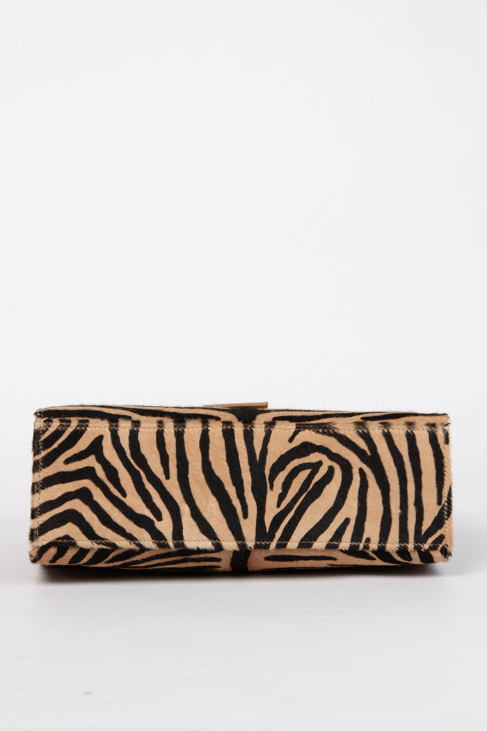 Vintage Fendi Pony Hair Tiger Print Small Shoulder Bag