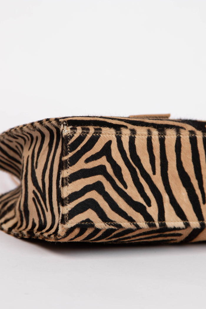 Vintage Fendi Pony Hair Tiger Print Small Shoulder Bag