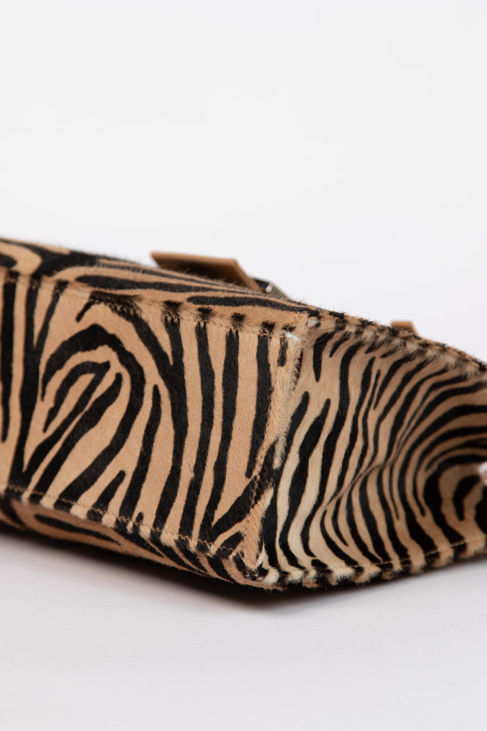 Vintage Fendi Pony Hair Tiger Print Small Shoulder Bag