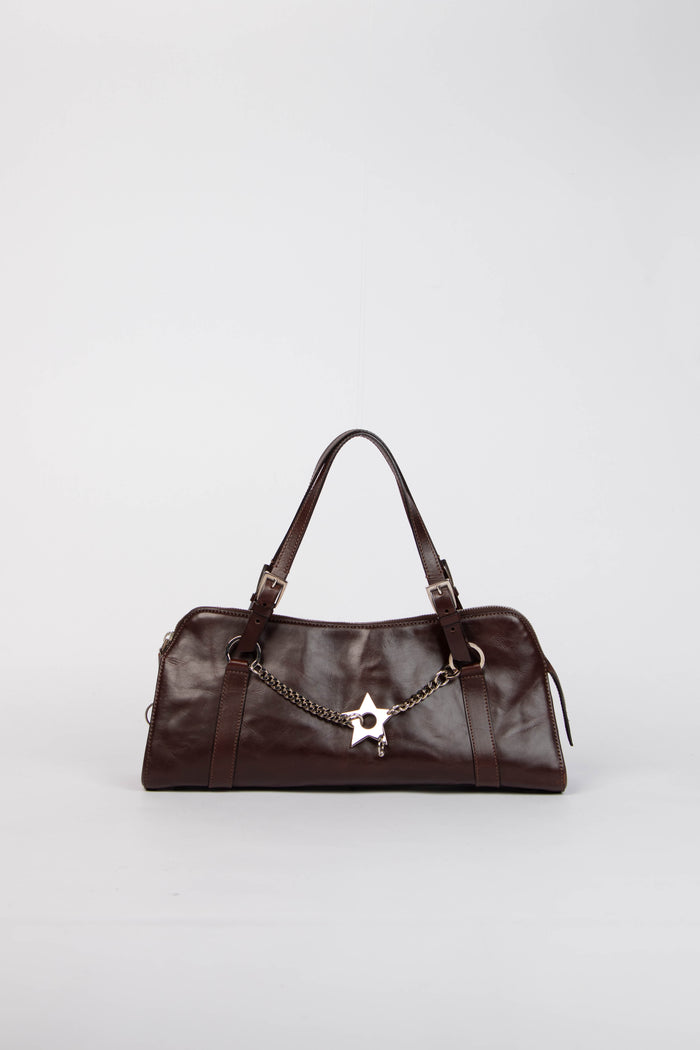 RARE Christin Dior Brown Leather Hardcore Piercing Shoulder Bag