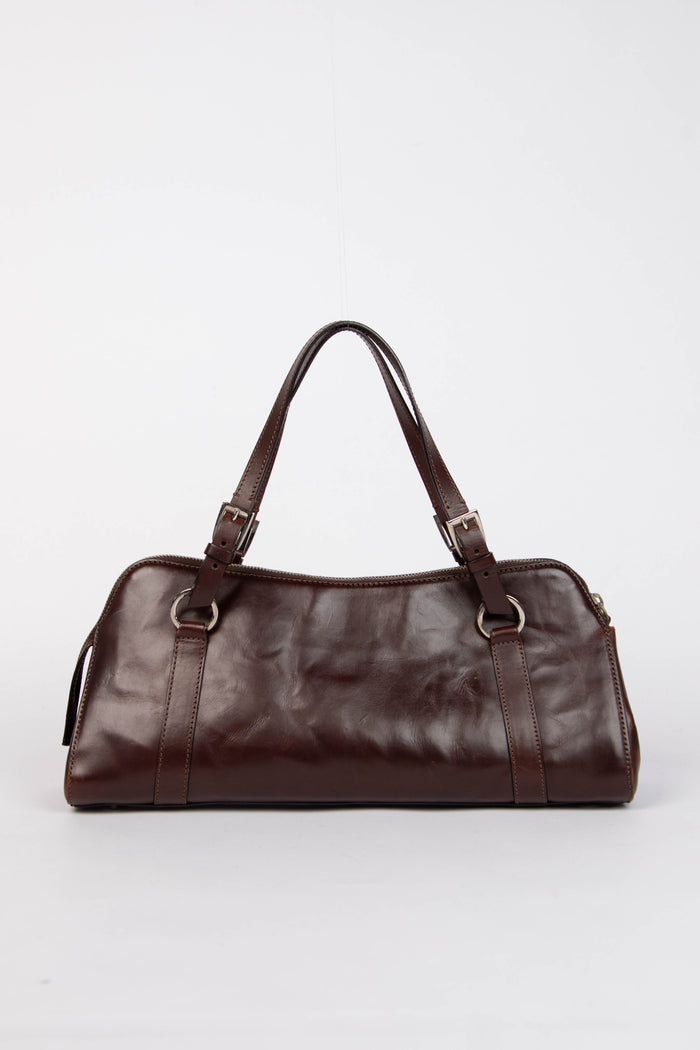 RARE Christin Dior Brown Leather Hardcore Piercing Shoulder Bag