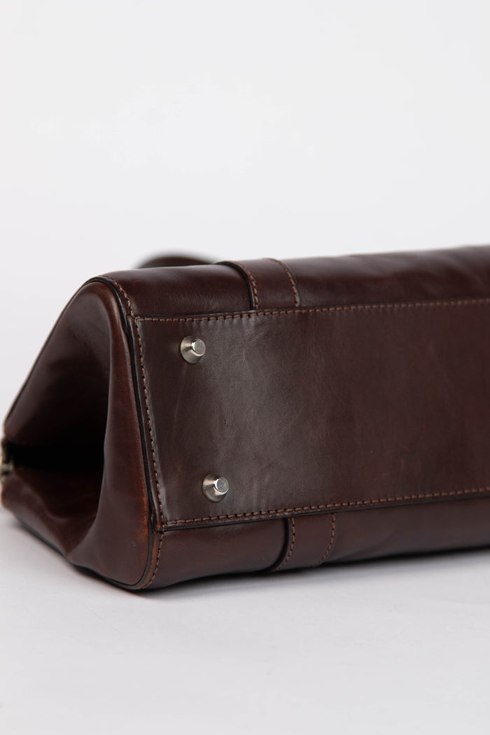 RARE Christin Dior Brown Leather Hardcore Piercing Shoulder Bag