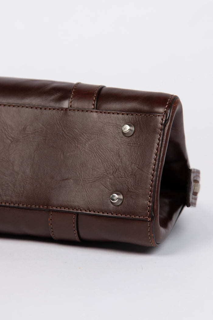 RARE Christin Dior Brown Leather Hardcore Piercing Shoulder Bag