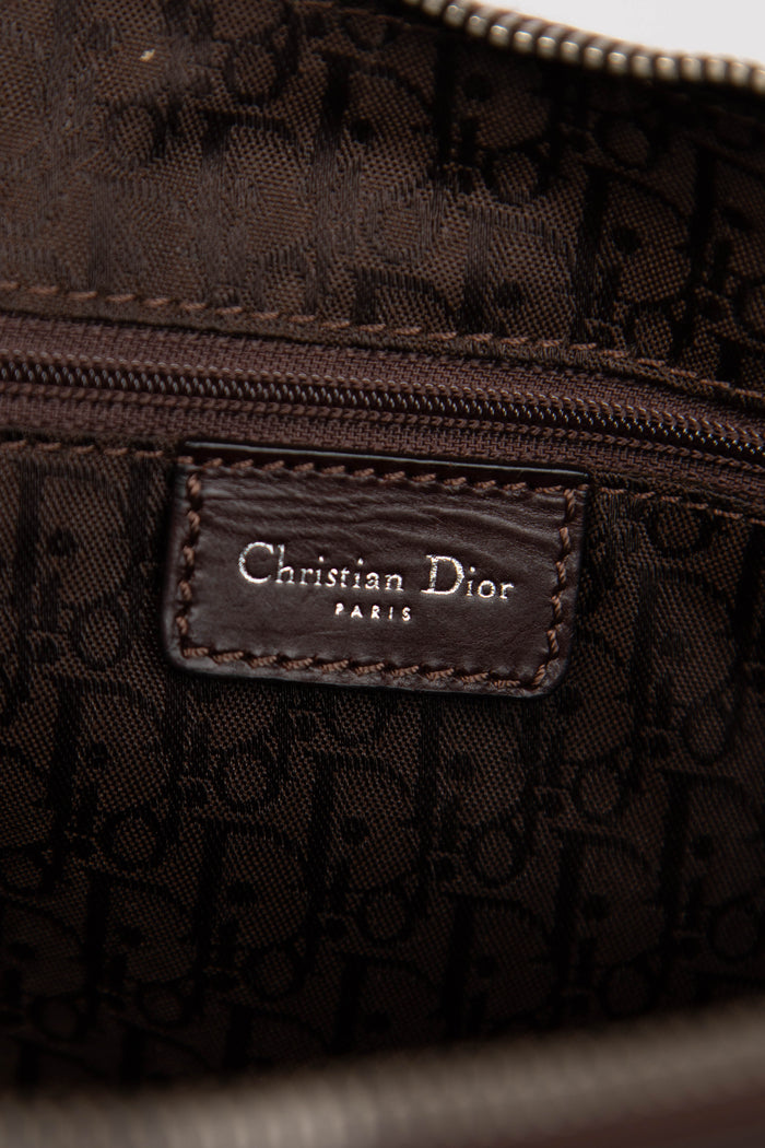 RARE Christin Dior Brown Leather Hardcore Piercing Shoulder Bag
