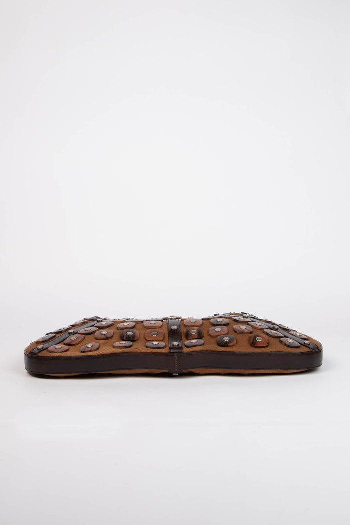 Vintage Yves Saint Laurent Studded Wood Disc Shoulder Bag
