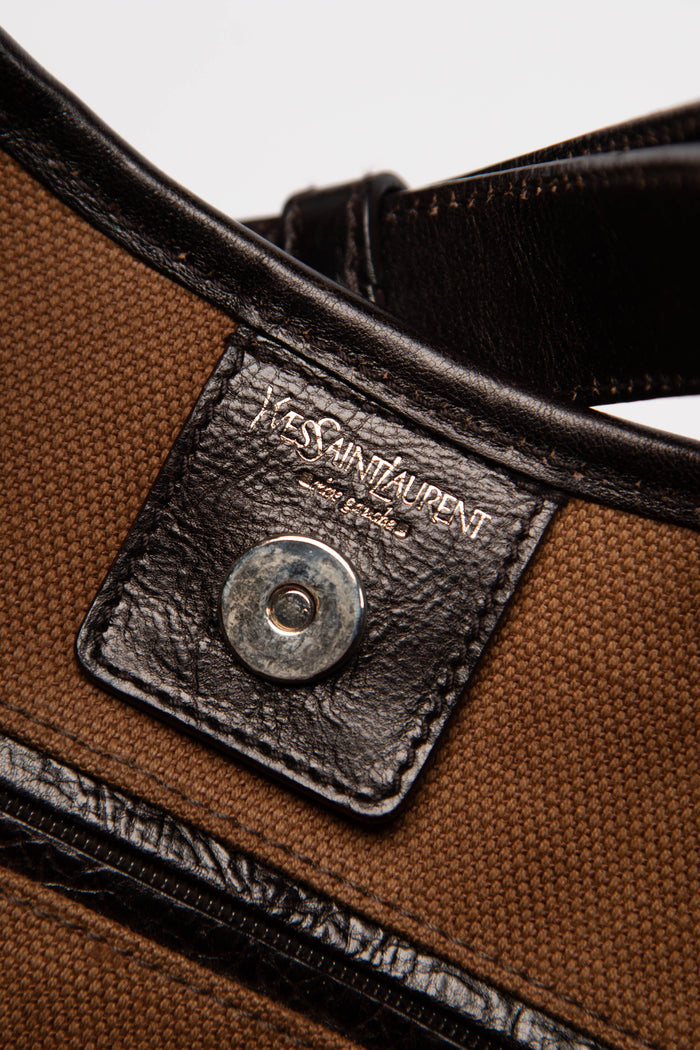 Vintage Yves Saint Laurent Studded Wood Disc Shoulder Bag