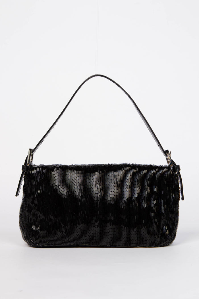 RARE Vintage Fendi Black Beaded Baguette Shoulder Bag