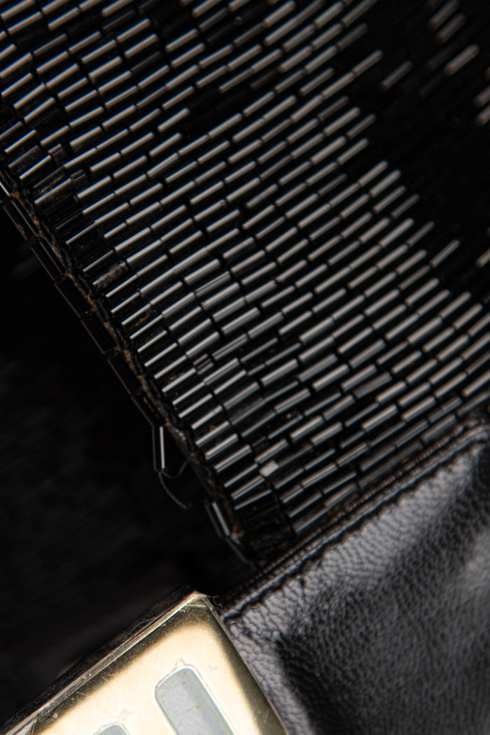 RARE Vintage Fendi Black Beaded Baguette Shoulder Bag