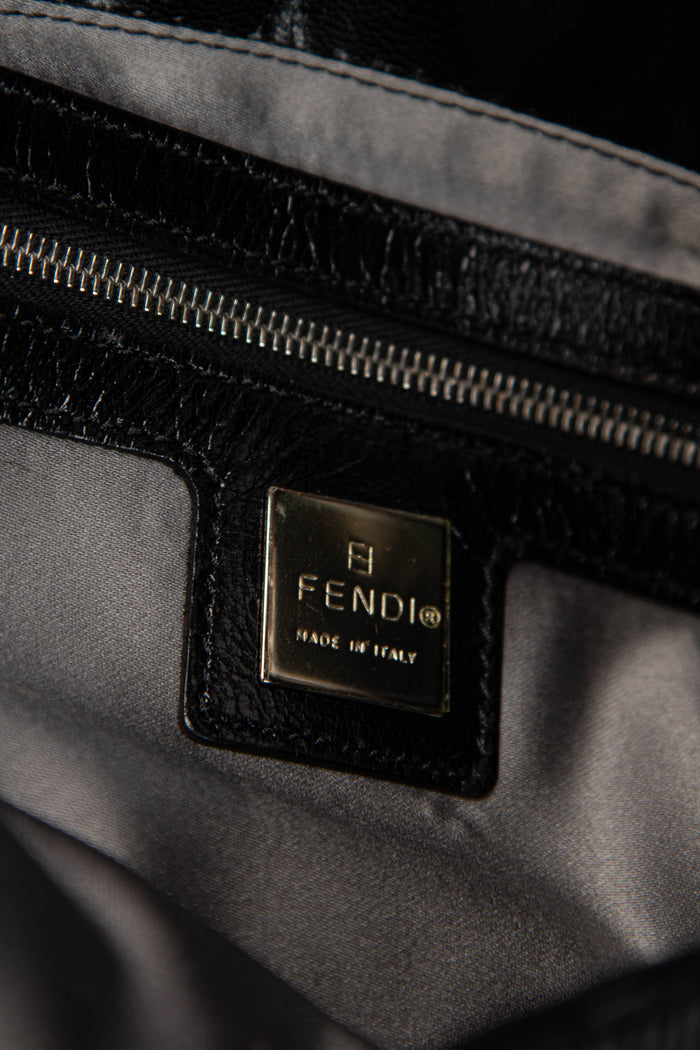 RARE Vintage Fendi Black Beaded Baguette Shoulder Bag