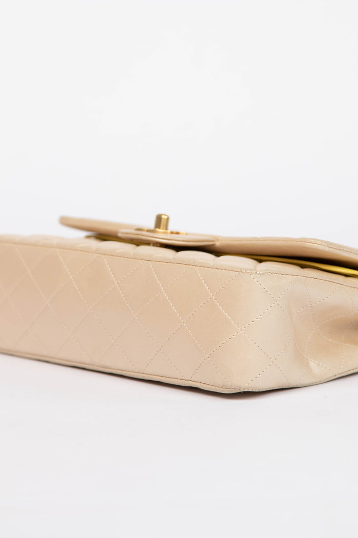 2000s Chanel Pearlescent Leather Small Double Flap Shoulder Bag