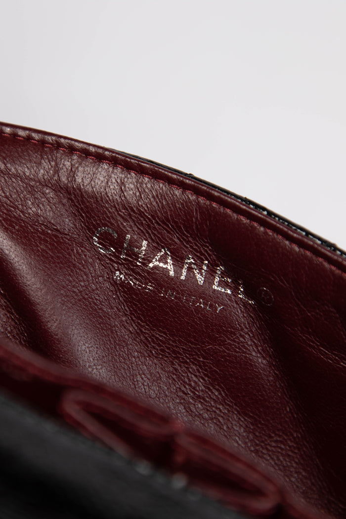 2000s Chanel Black Patent Aged Calfskin East West Shoulder Bag