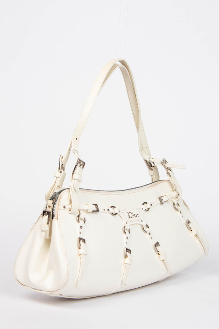 SUPER RARE Christian Dior Galliano White Bondage Shoulder Bag