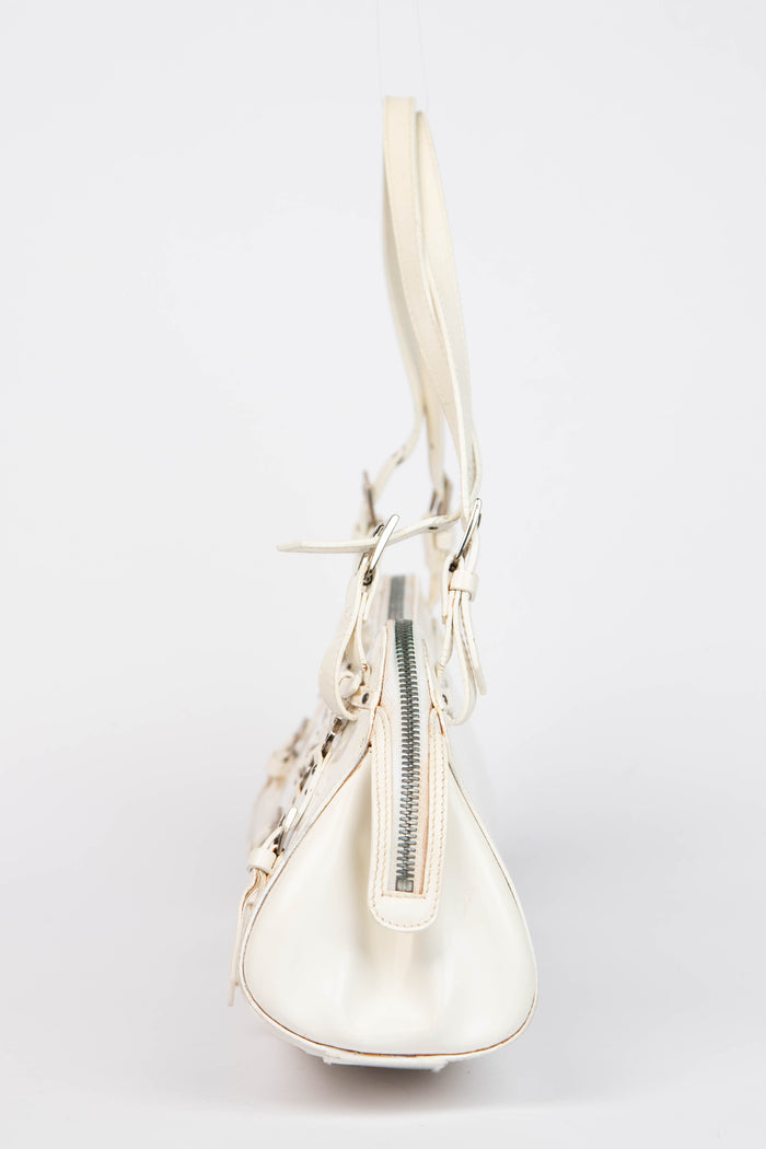 SUPER RARE Christian Dior Galliano White Bondage Shoulder Bag