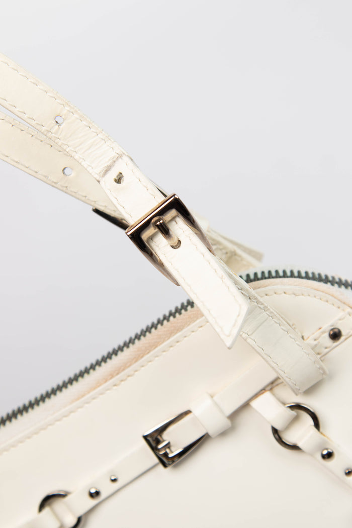 SUPER RARE Christian Dior Galliano White Bondage Shoulder Bag