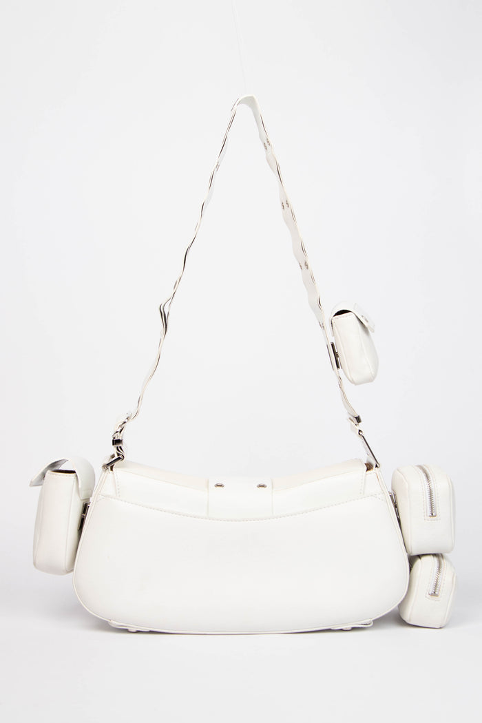 2000s Christian Dior White Leather Columbus Shoulder Bag