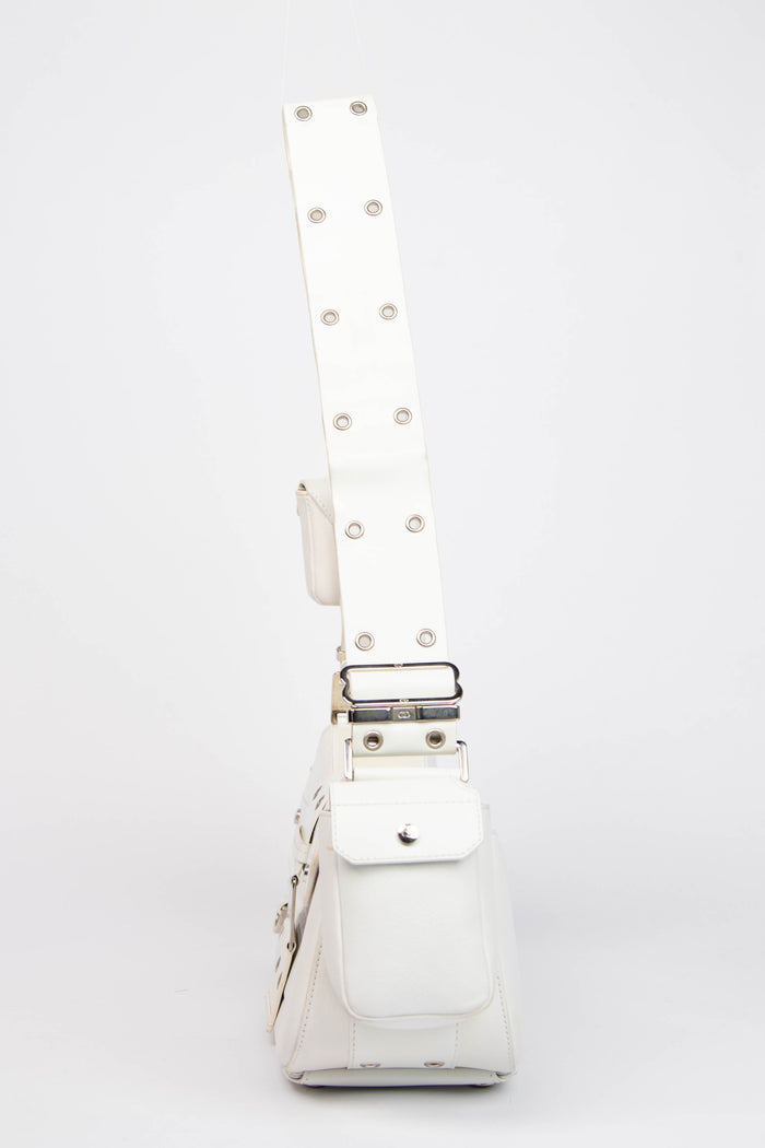 2000s Christian Dior White Leather Columbus Shoulder Bag