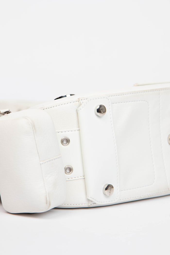 2000s Christian Dior White Leather Columbus Shoulder Bag