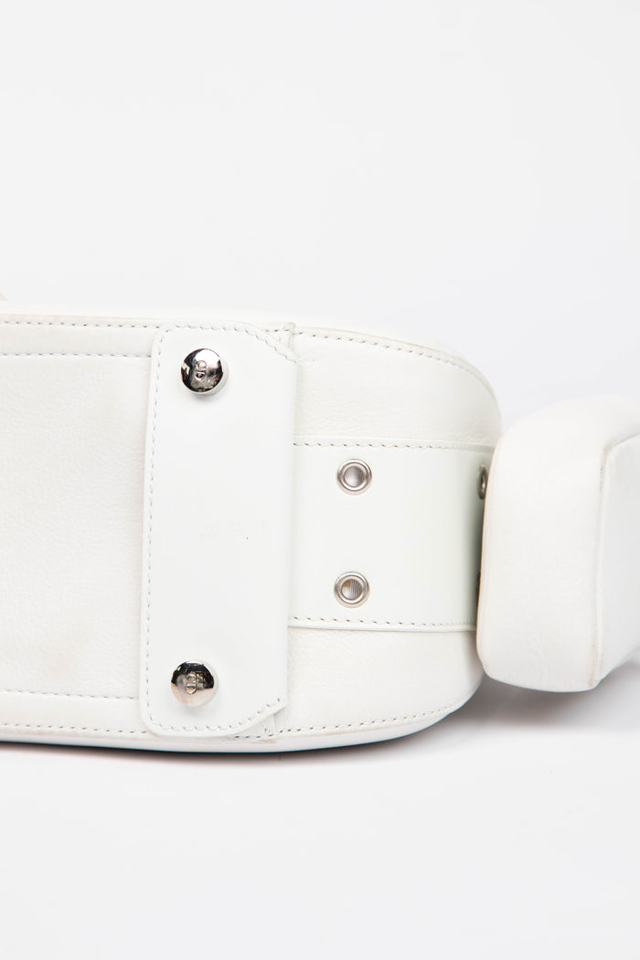 2000s Christian Dior White Leather Columbus Shoulder Bag