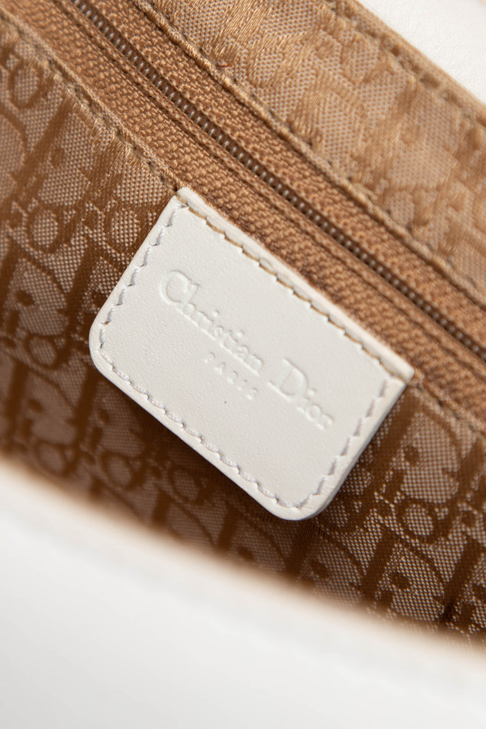 2000s Christian Dior White Leather Columbus Shoulder Bag