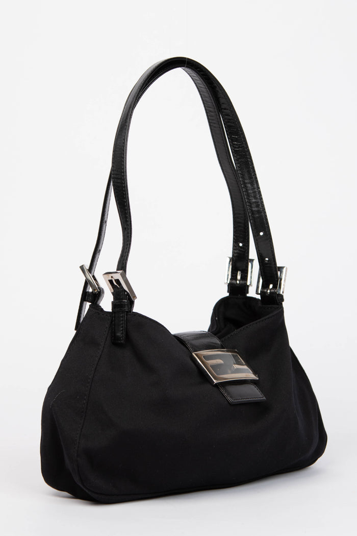 Vintage Fendi Black Neoprene Shoulder Bag