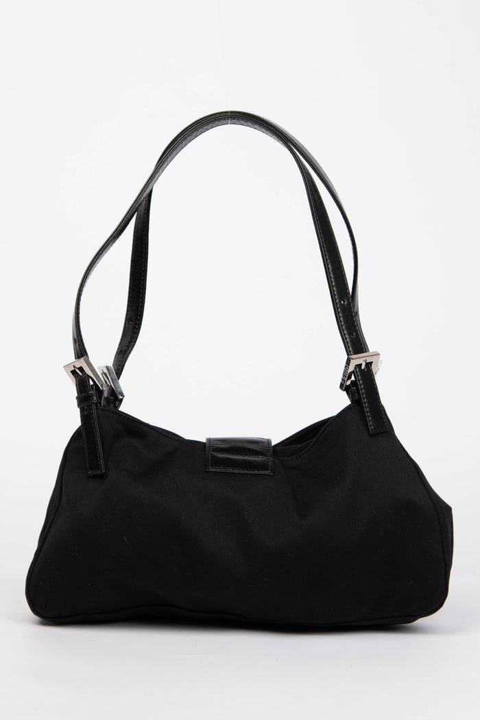 Vintage Fendi Black Neoprene Shoulder Bag