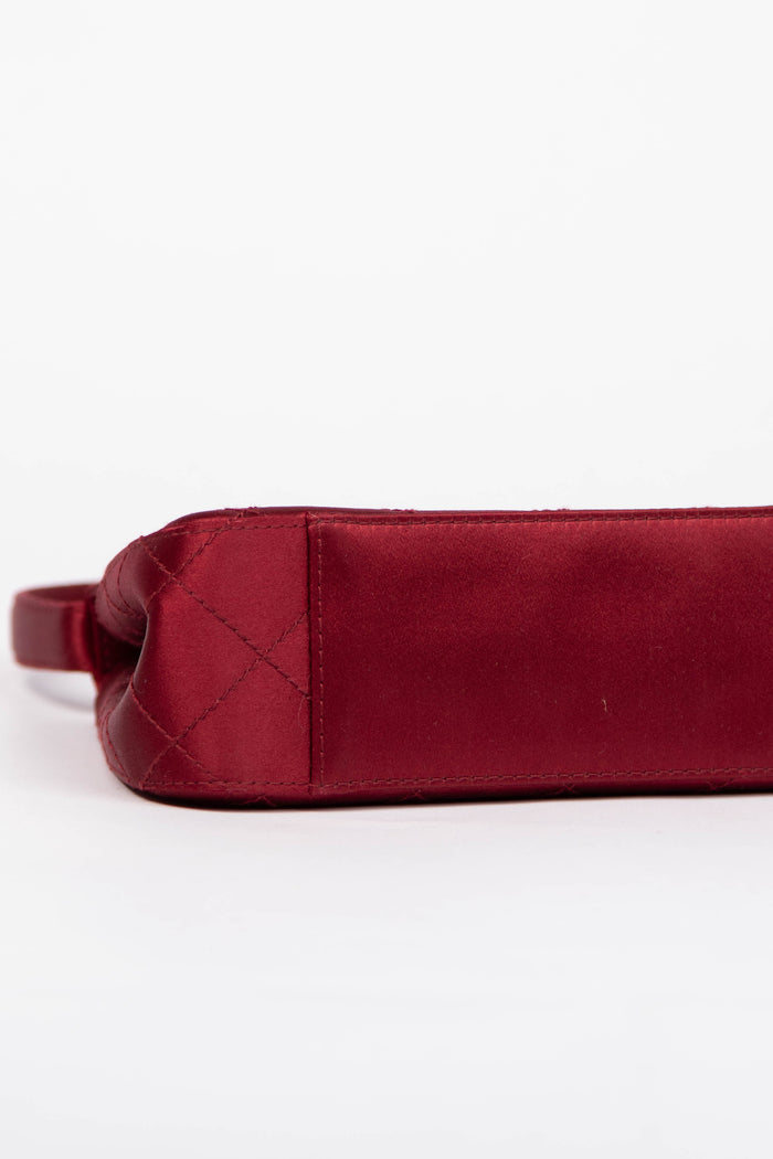RARE Vintage Chanel Red Satin Top Handle