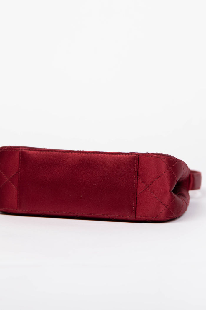 RARE Vintage Chanel Red Satin Top Handle