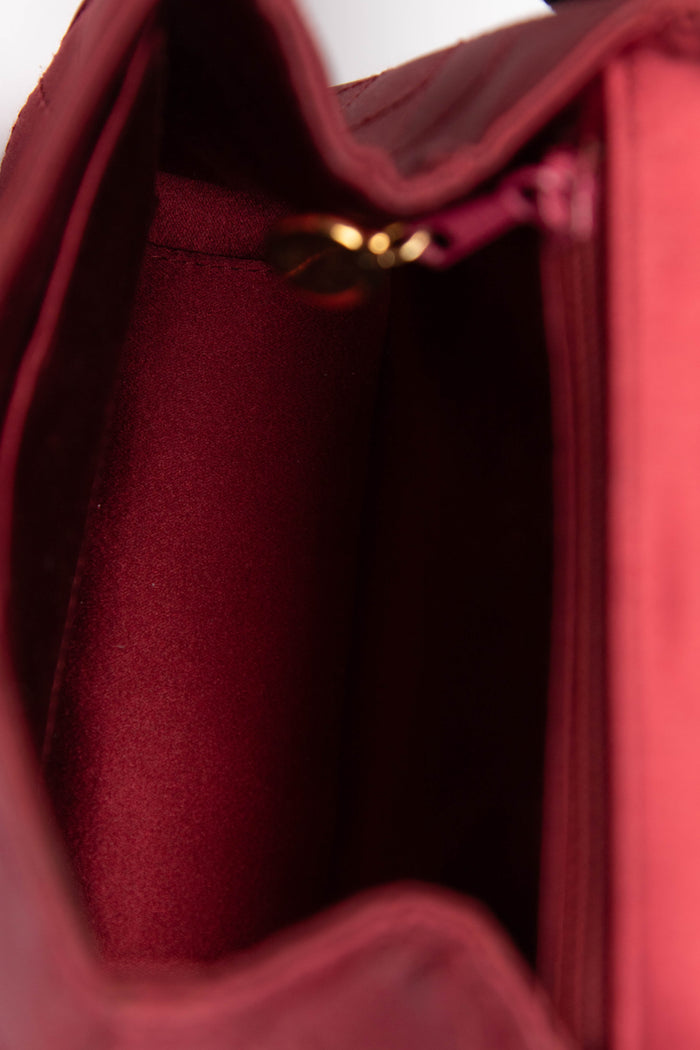 RARE Vintage Chanel Red Satin Top Handle