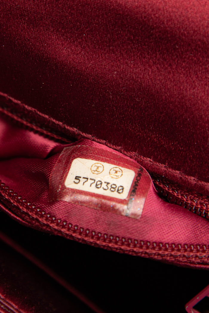 RARE Vintage Chanel Red Satin Top Handle