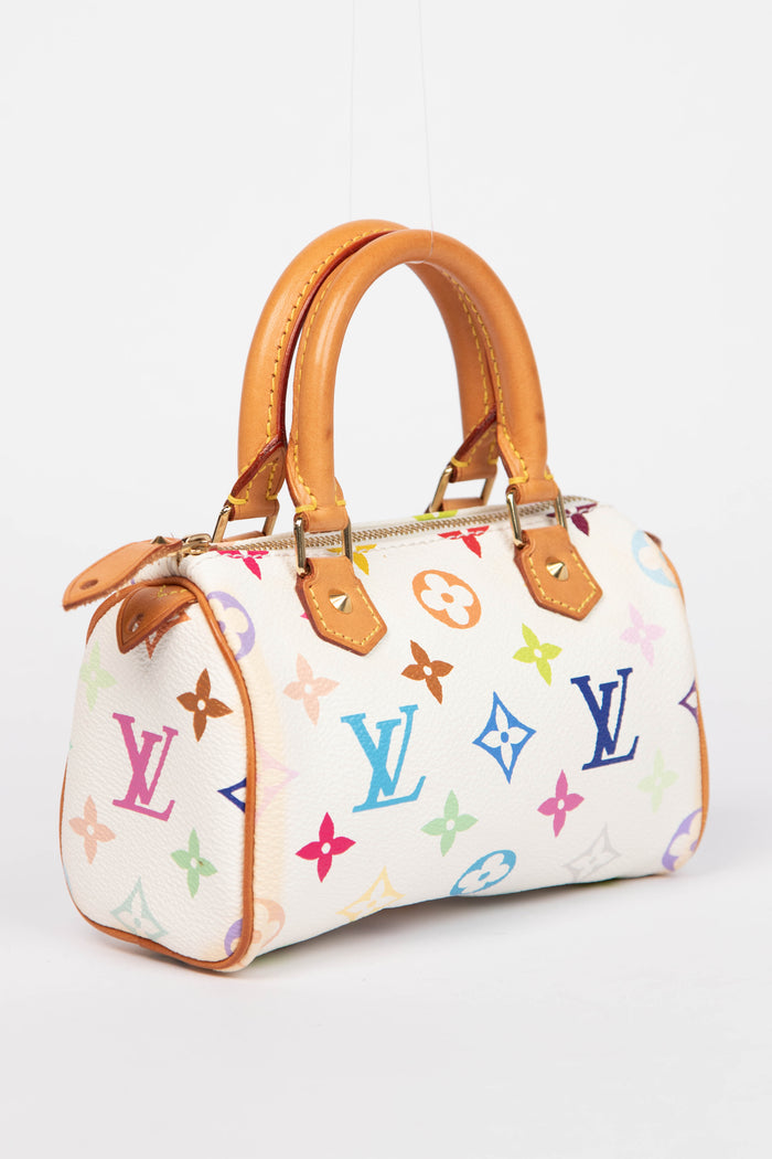 2000s Louis Vuitton x Takashi Murakami White Multicolour Nano Speedy