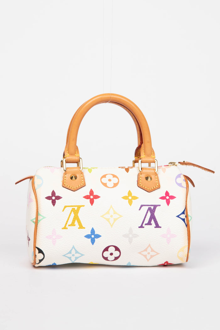 2000s Louis Vuitton x Takashi Murakami White Multicolour Nano Speedy