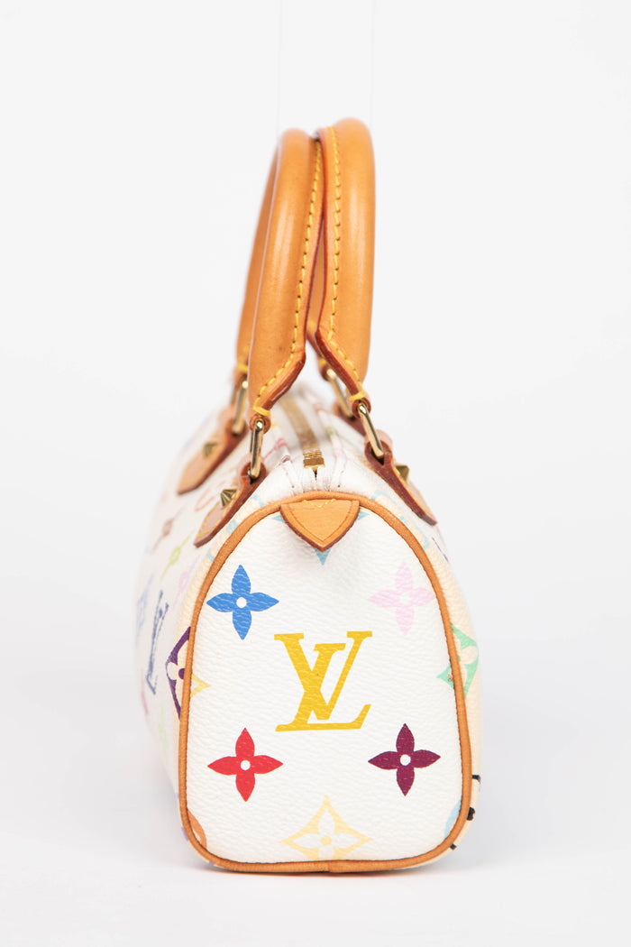 2000s Louis Vuitton x Takashi Murakami White Multicolour Nano Speedy