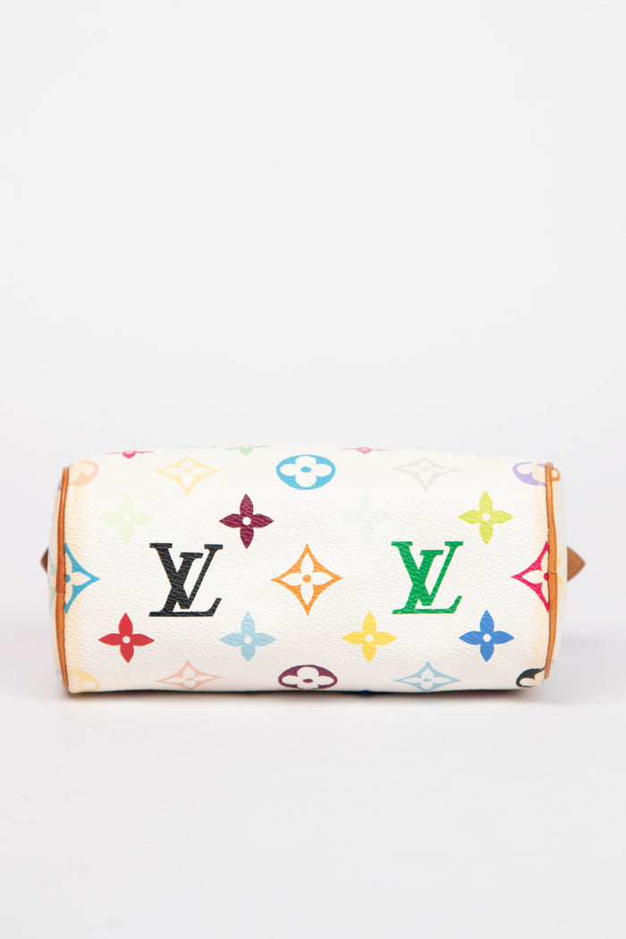 2000s Louis Vuitton x Takashi Murakami White Multicolour Nano Speedy