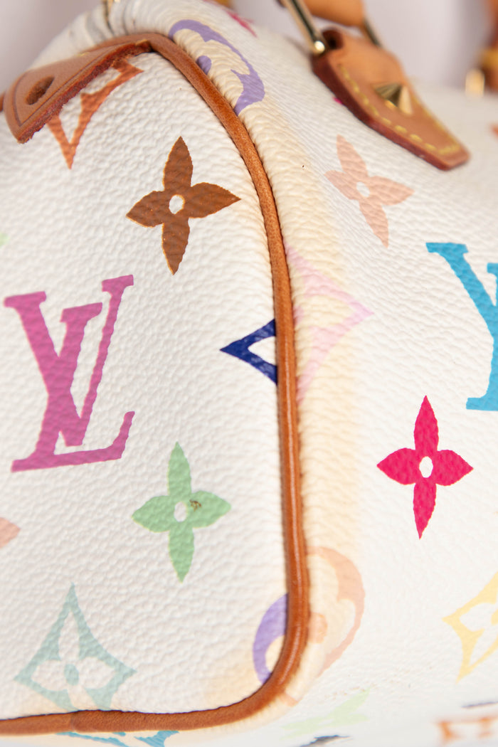 2000s Louis Vuitton x Takashi Murakami White Multicolour Nano Speedy