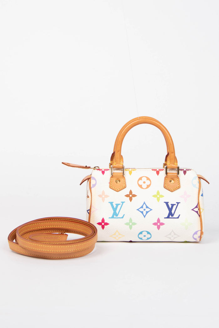 2000s Louis Vuitton x Takashi Murakami White Multicolour Nano Speedy