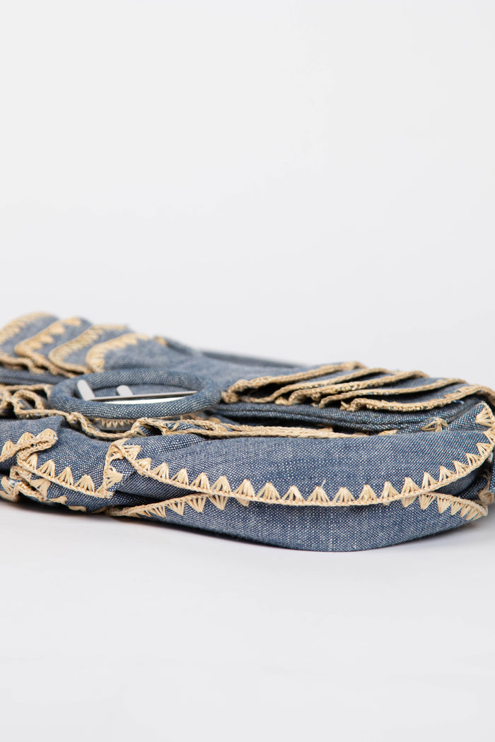 Vintage Fendi Denim Embroidered Shoulder Bag