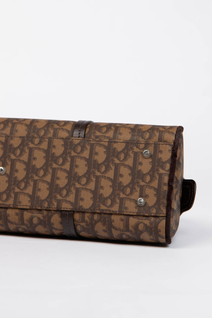 2000s Christian Dior Brown Romantiqué Monogram Shoulder Bag