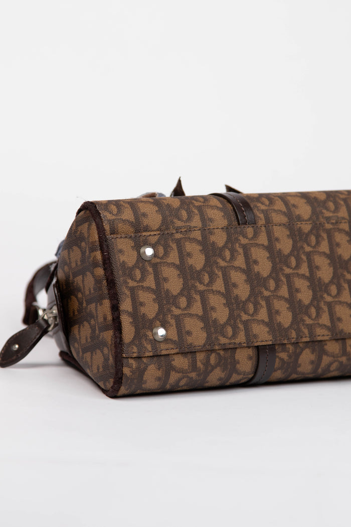 2000s Christian Dior Brown Romantiqué Monogram Shoulder Bag