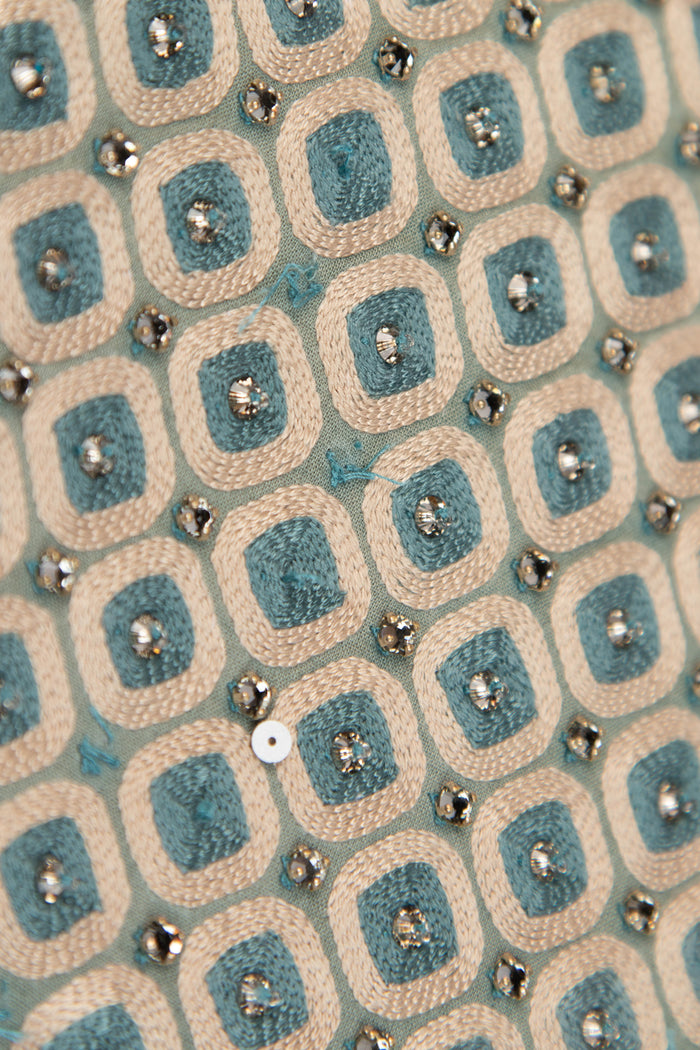 RARE Christian Dior Blue Embroidered Mini Lady Dior