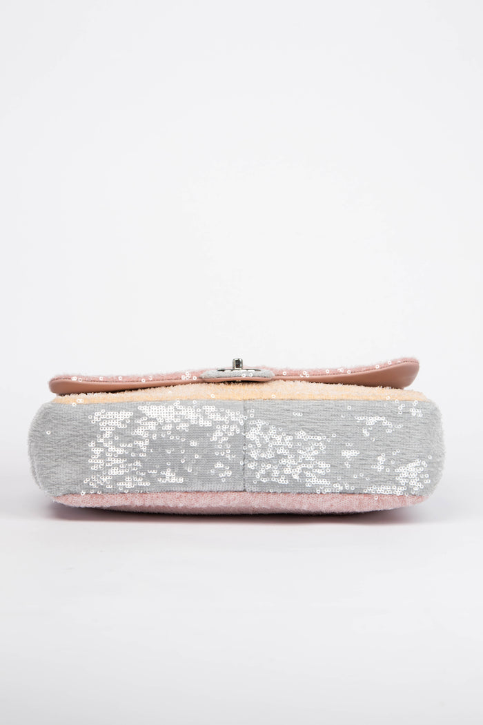 RARE 2018 Chanel Pastel Sequin Large Single Flap Bag