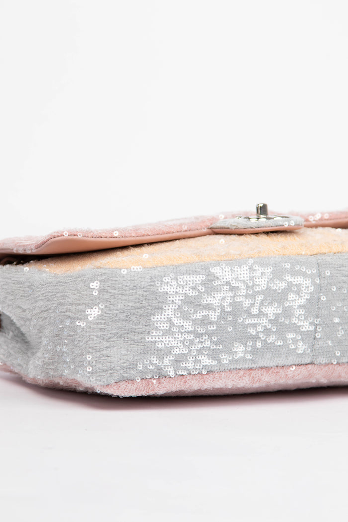 RARE 2018 Chanel Pastel Sequin Large Single Flap Bag
