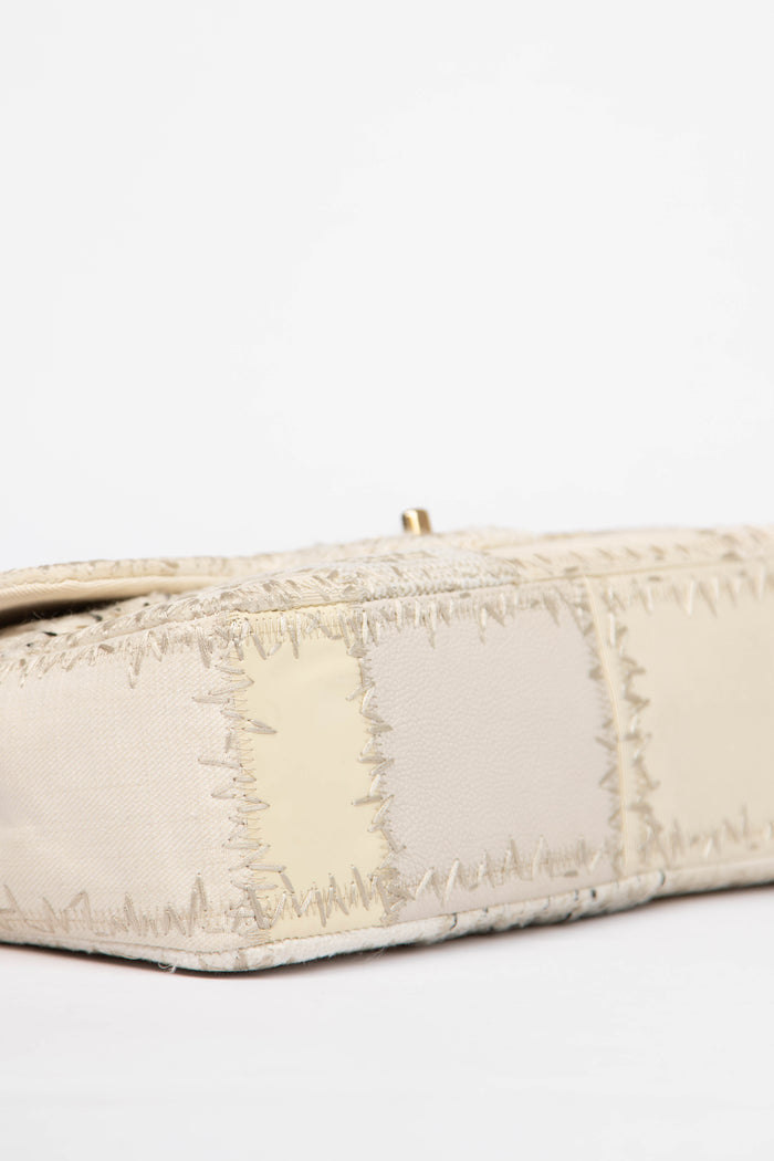 RARE 2010s Chanel Cream Patchwork Jumbo Single Flap Bag